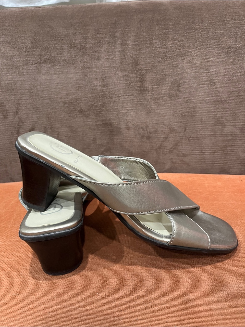 Rockport Metallic Silver Crisscross Slide Sandals